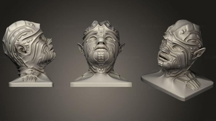 Бюсты монстры и герои (Голова инопланетянина 45, BUSTH_0472) 3D модель для ЧПУ станка